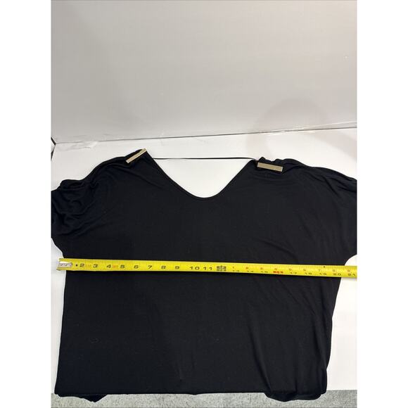 CABLE & GAUGE BLACK 3/4 LENGTH SLEEVE BAND WAISTED TOP SIZE MEDIUM - Picture 9 of 12